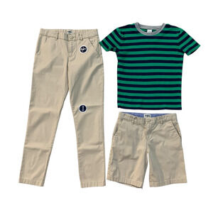 Bundle 3-OshKosh Boy size 10 Beige Pants NWT & Beige Shorts Mini Boden T-Shirt